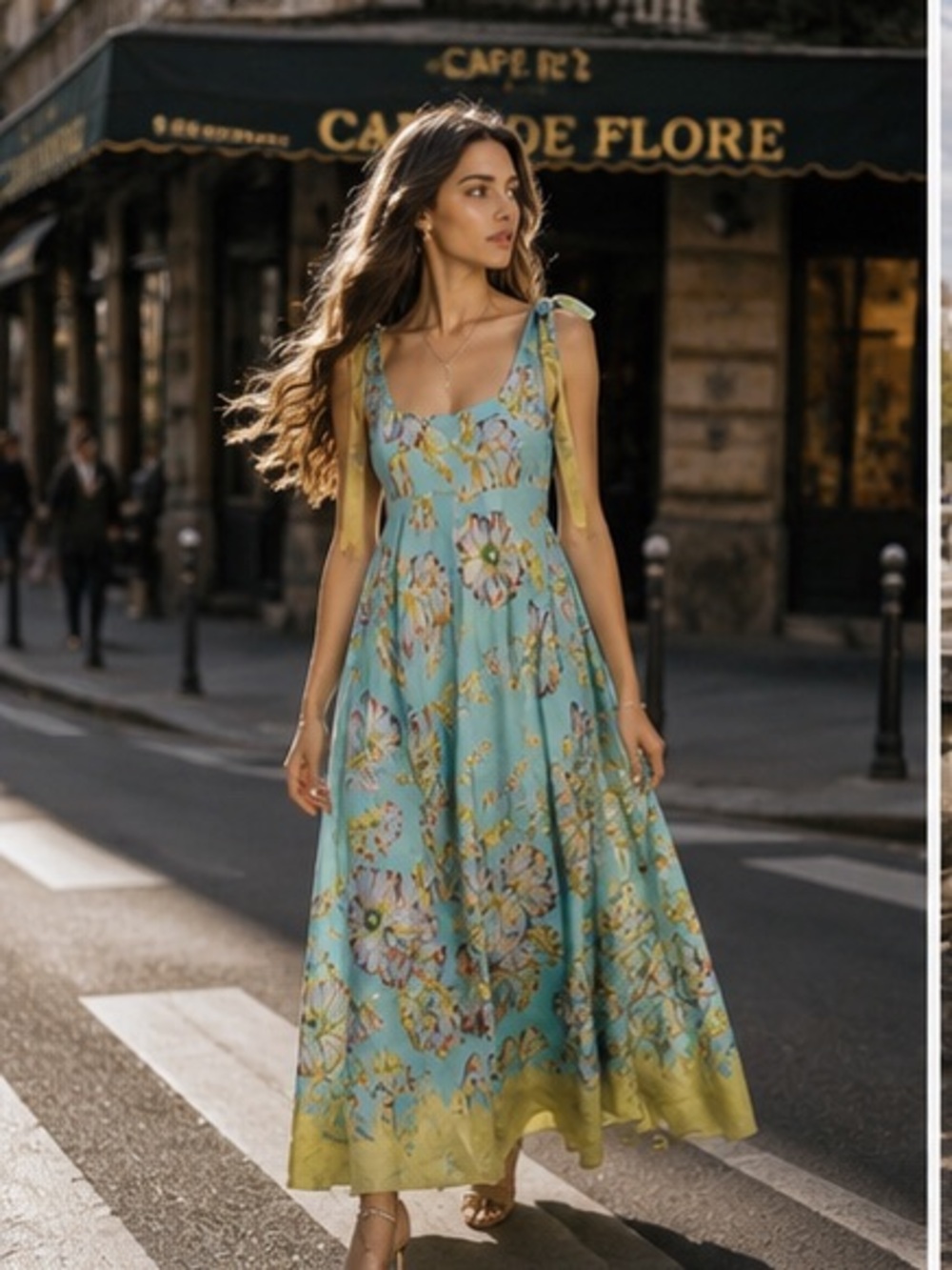 Alemais Aqua Floral Backless Maxi Dress with Yellow Hem flash sale 🔥